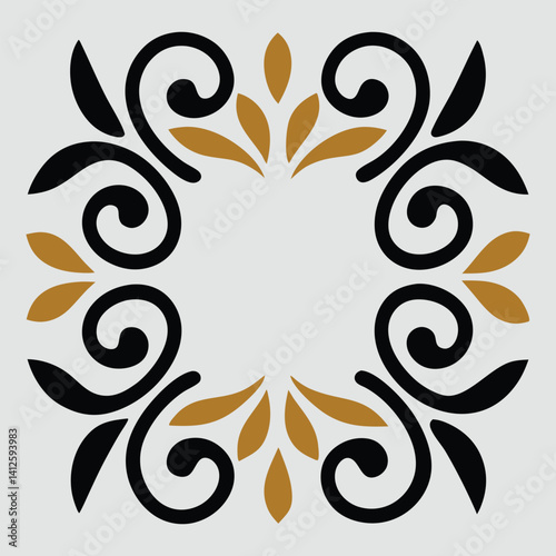 Abstract floral vector design with ornate flower and leaf pattern illustration.