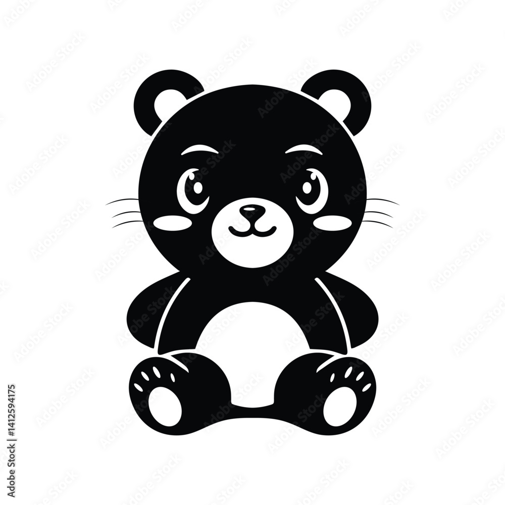 Obraz premium Cute brown teddy bear with a heart, a fun vector cartoon animal illustration for a baby or child's loving gift design