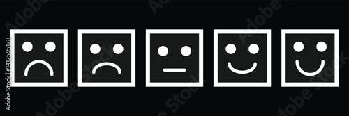 Rating Faces. satisfaction rating expression vector. face, emote, symbol, illustration.