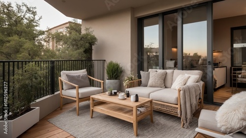 Elegant outdoor patio area with seating and a relaxing ambiance