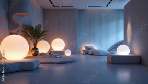 Ambient Glow Shapes that emit a soft glow, enhancing the feeling of depth and lightness.
