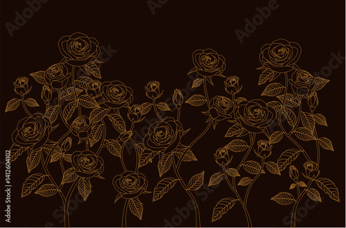 Roses on a brown background, vector illustration, eps10