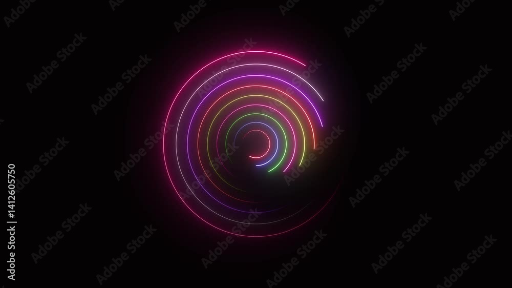 Neon spiral lines circular shape rotating with downloading concept. Neon spiral lines circular shape rotating with downloading concept.