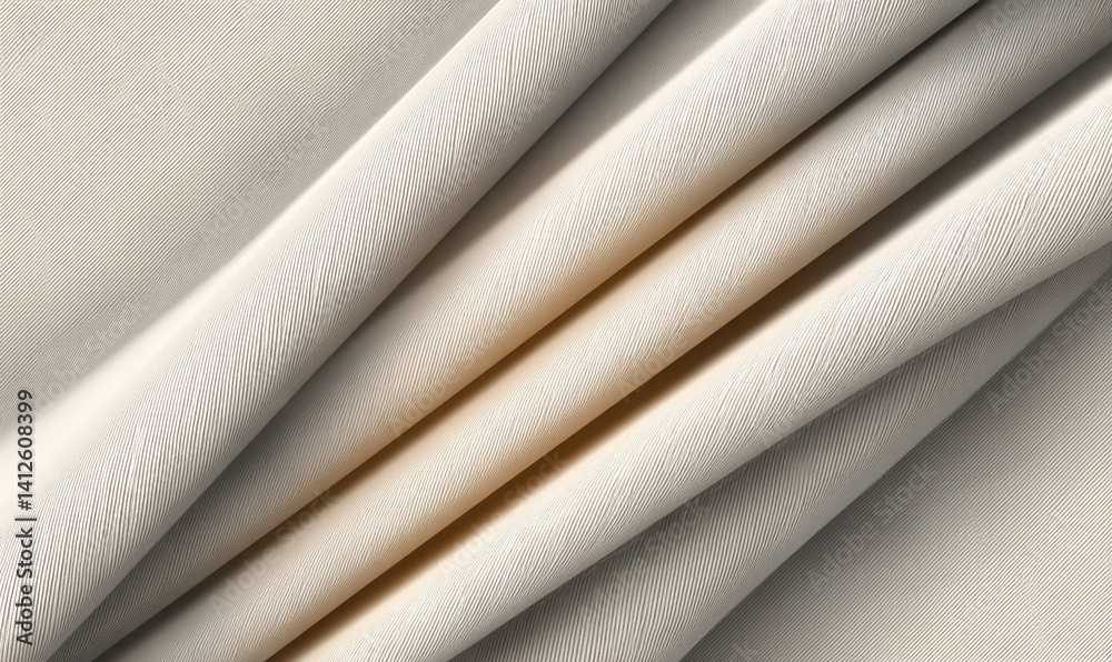 Obraz premium Soft, textured fabric in a pale beige color, arranged in elegant, flowing folds
