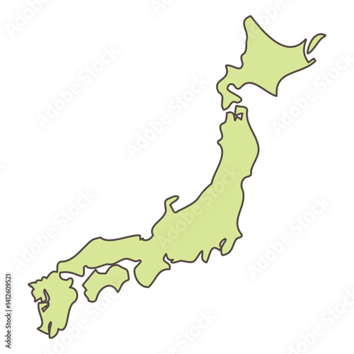 日本地図の線画イラスト