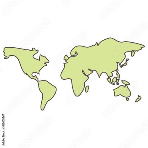 世界地図の線画イラスト