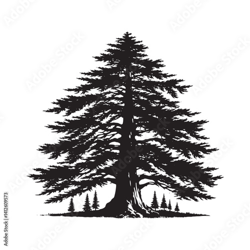 Minimalist Larch Tree Vector - Larch Tree Art - Larch Tree Design - Larch Tree Illustration.