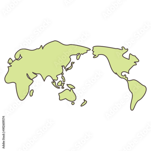 世界地図の線画イラスト