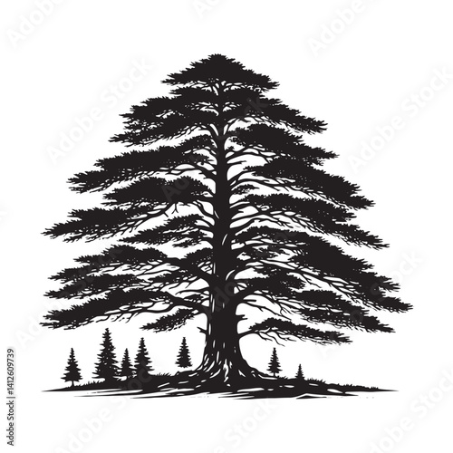 Minimalist Larch Tree Vector - Larch Tree Art - Larch Tree Design - Larch Tree Illustration.