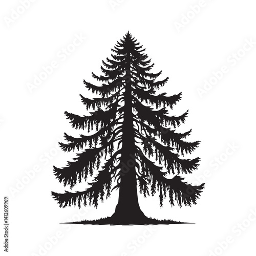 Minimalist Larch Tree Vector - Larch Tree Art - Larch Tree Design - Larch Tree Illustration - Tree Silhouette.