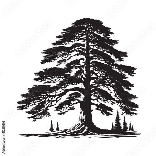 Minimalist Larch Tree Vector - Larch Tree Art - Larch Tree Design - Larch Tree Illustration.