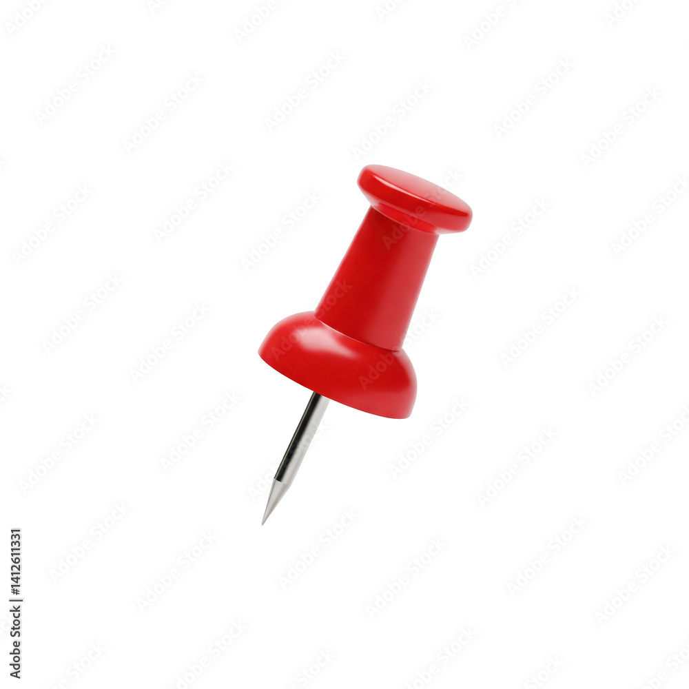 push pin in red, isolated on solid white background push pin in red, isolated on solid white background