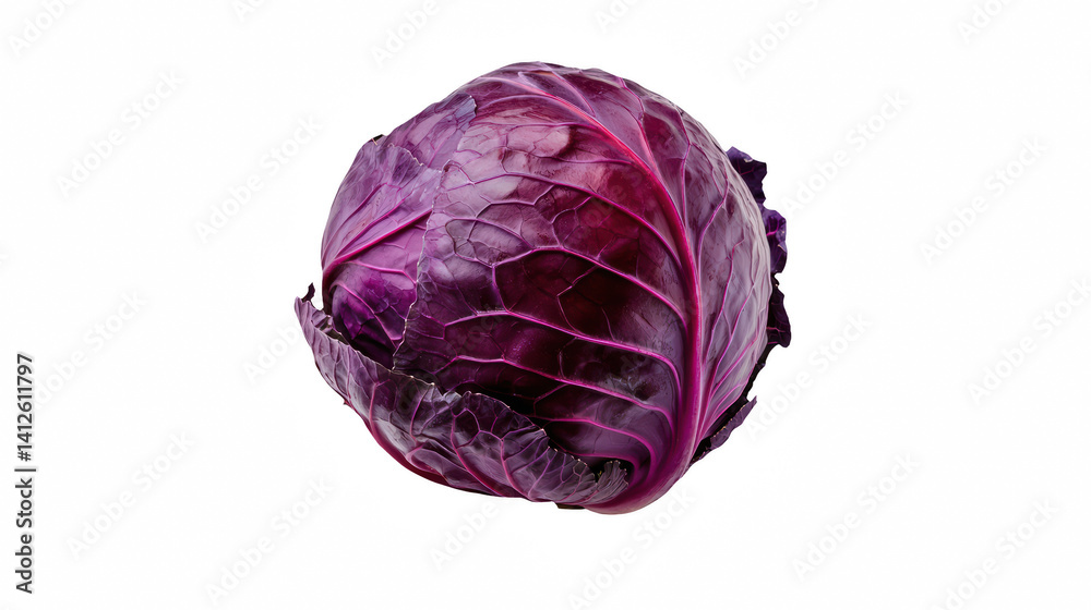 a head of purple cabbage on a transparent background, PNG image, PNG file, Generative art.