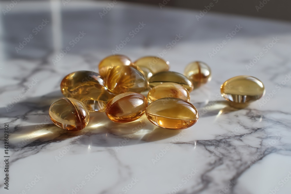 Vitamin E capsules on marble luxury skincare high quality radiant beauty supplement pills
Vitamin E capsules on marble luxury skincare high quality radiant beauty supplement pills