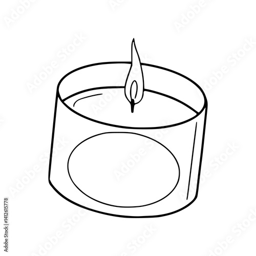 burning tealight candle line art