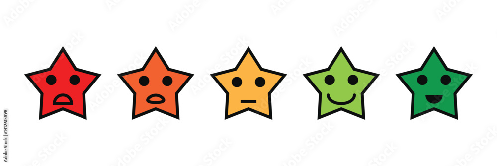 Set of the flat emoticons with different mood from angry to happy. Customer rating concept. Set of the flat emoticons with different mood from angry to happy. Customer rating concept.