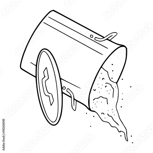 spilled can line art illustration
