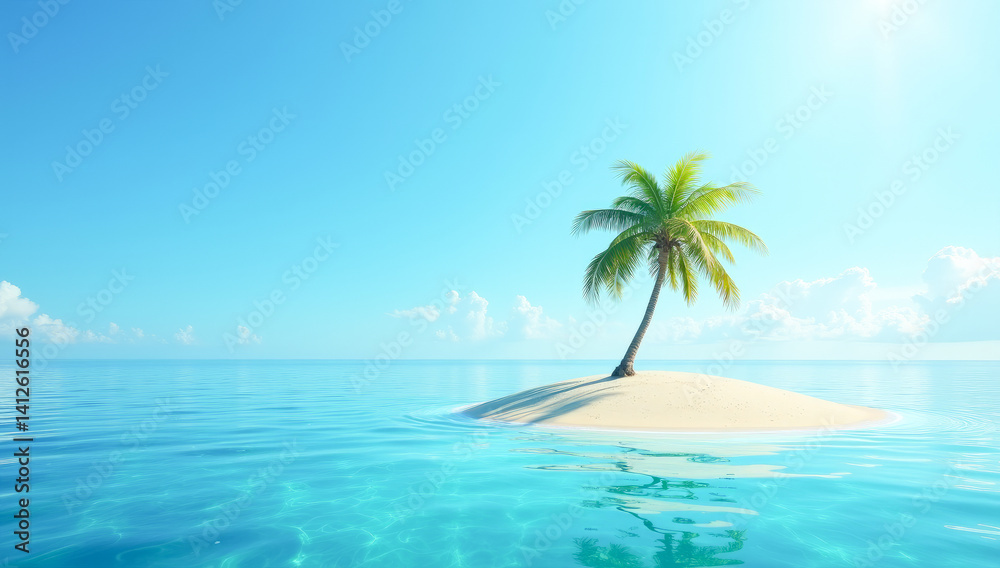 a small sandy island with one palm tree in the middle of the ocean a small sandy island with one palm tree in the middle of the ocean