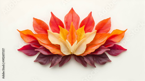 Autumnal Leaves Arrangement On White Background