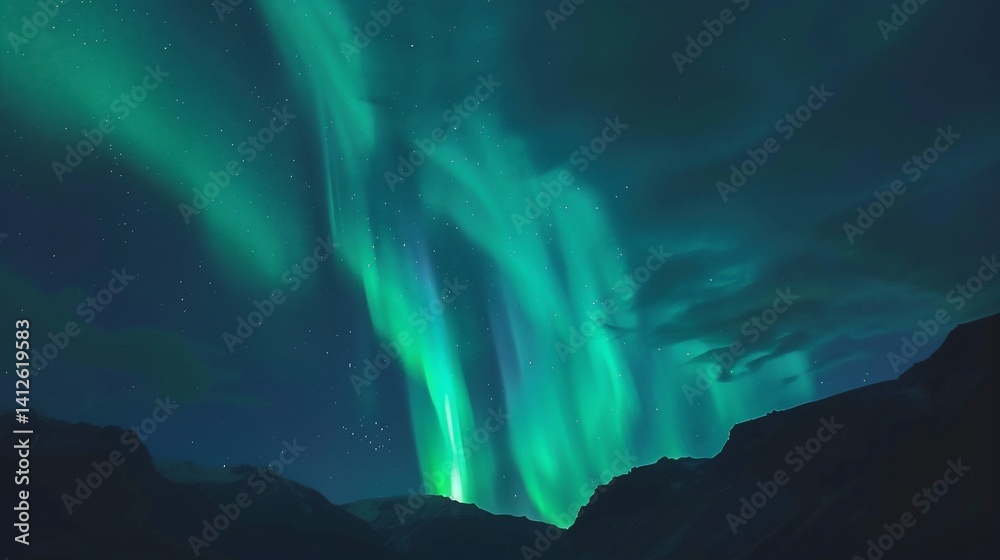 Arctic Aurora Borealis dancing over mountains at night, wallpaper Arctic Aurora Borealis dancing over mountains at night, wallpaper