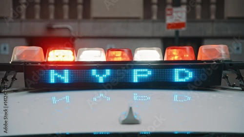 Close-up of NYPD police lights in New York