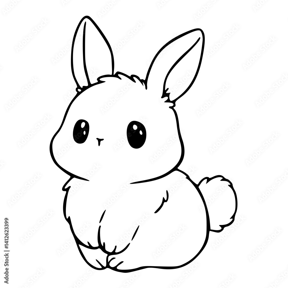 Fototapeta premium Chibi style rabbit drawing