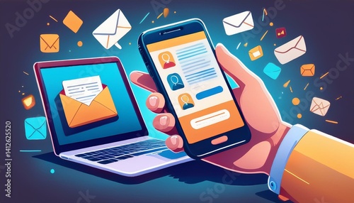 Wallpaper Mural mobile devices with email symbol Torontodigital.ca