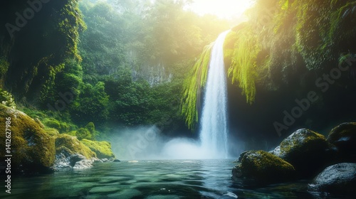 Fototapeta Naklejka Na Ścianę i Meble -  Jungle waterfall scene