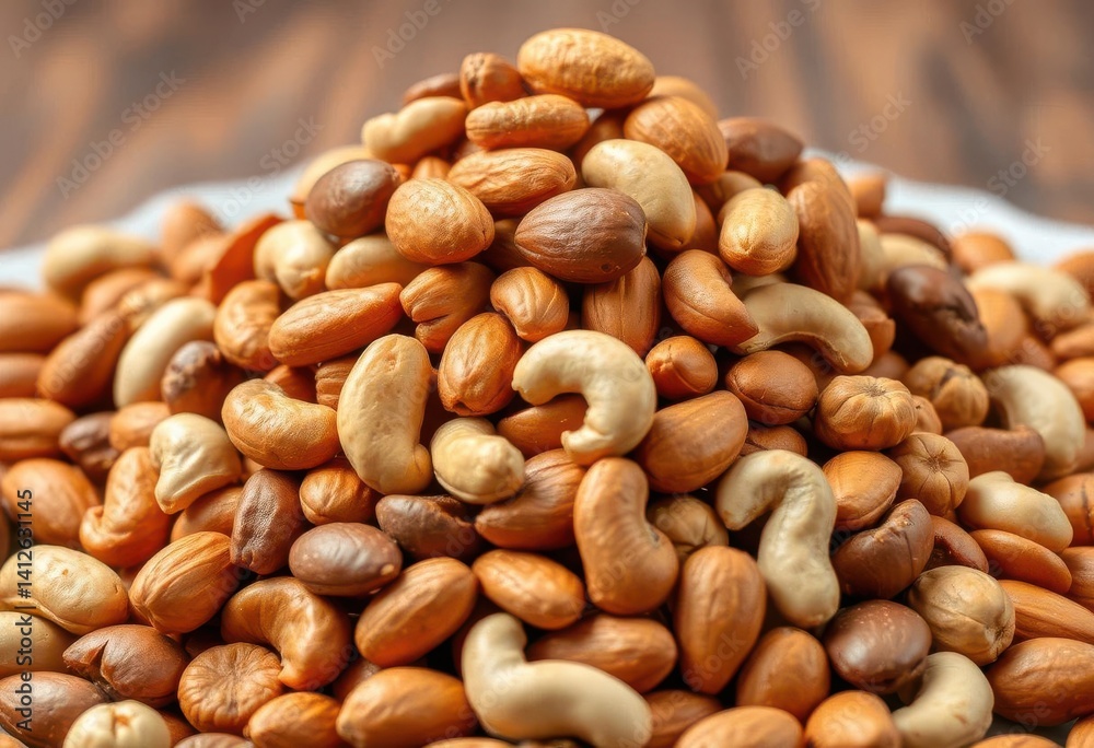 A mound of mixed almonds, cashews, and hazelnuts, assortment, mound A mound of mixed almonds, cashews, and hazelnuts, assortment, mound