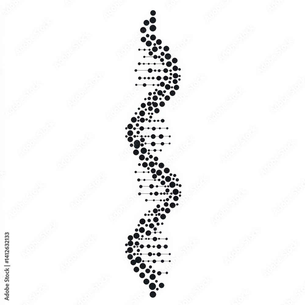 Black Circle DNA Graphic on White Background