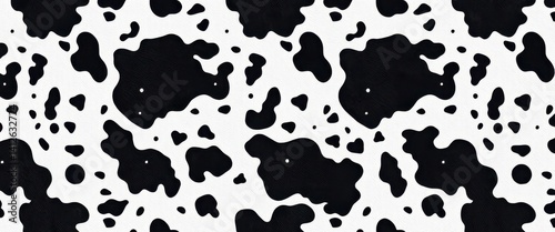 Abstract seamless black and white cow hide pattern background texture, vector, vintage