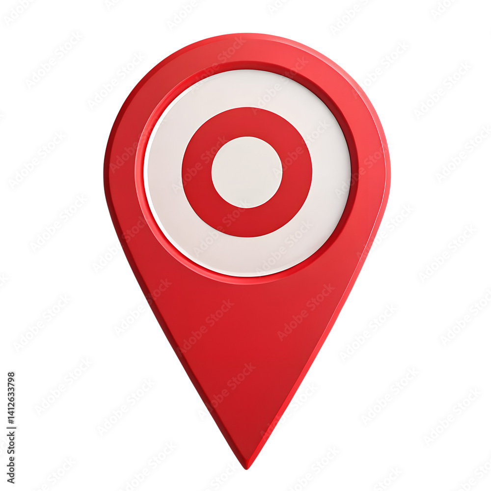 Red Pin Point Map Location Marker, GPS Symbol, Address Pointer Icon, Navigation Tag