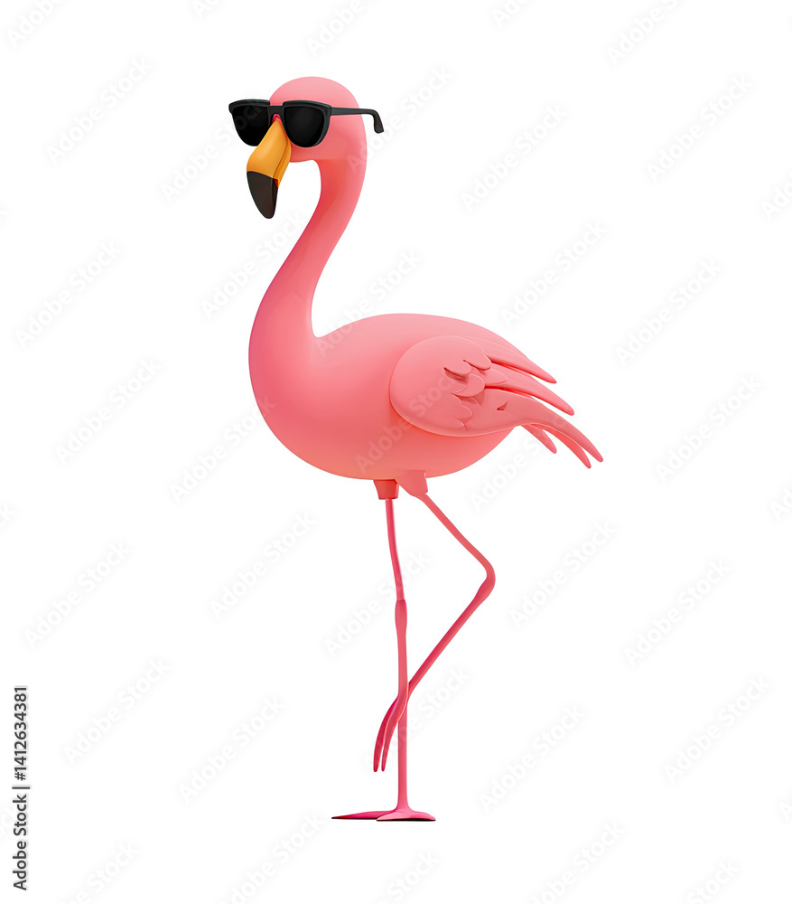 Fototapeta premium Flamingo in Sunglasses on transparent background, Perfect for Summer Designs. Flamingo icon, 3d Flamingo png, Flamingo with sunglass icon