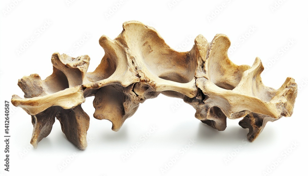 Fototapeta premium Isolated spinal bone formation with intricate shapes showcasing anatomical design
