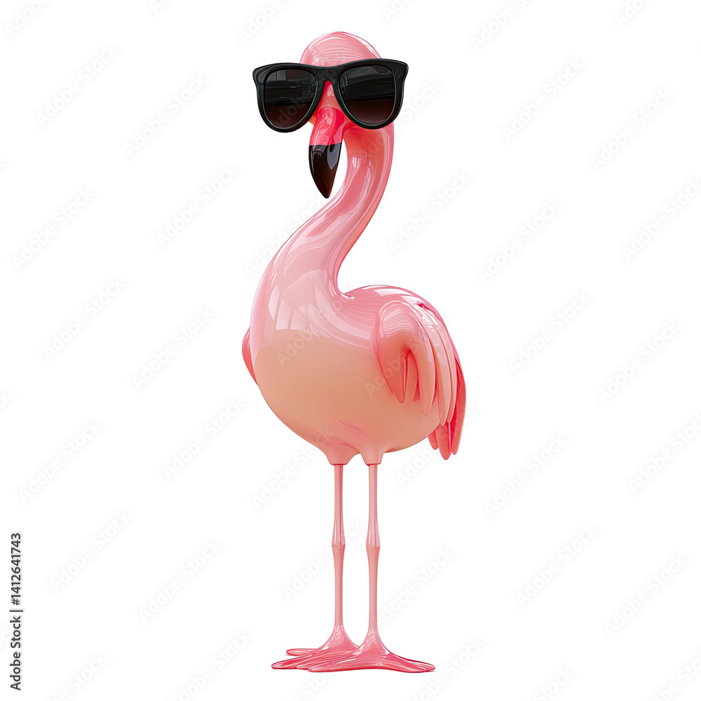 Fototapeta premium Flamingo in Sunglasses on transparent background, Perfect for Summer Designs. Flamingo icon, 3d Flamingo png, Flamingo with sunglass icon