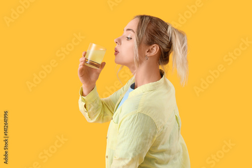 Young woman with dissolved ...