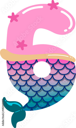 Mermaid number 6 illustration 