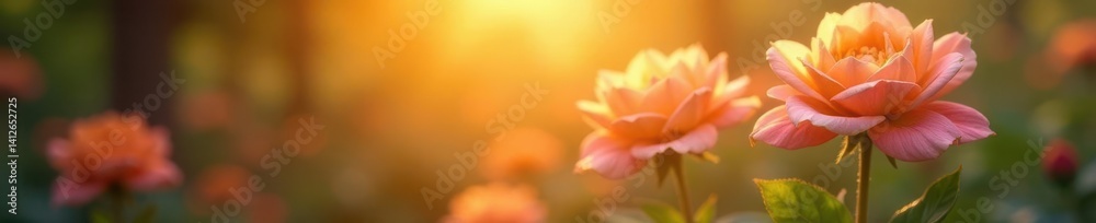 Gentle golden light highlights delicate flower details, light, bloom, blossom Gentle golden light highlights delicate flower details, light, bloom, blossom