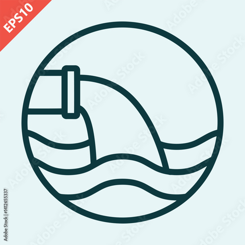 water pollution from industry.dirty waste water in the sea design vector icon flat isolated illustration