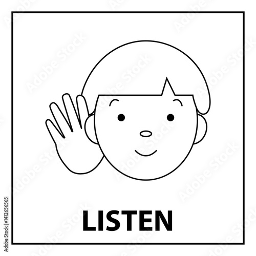 A diagram-card to help an autistic child navigate the work process. Listen