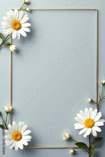 Elegant wedding invitation template with white daisy flowers on grey background, daisy, background