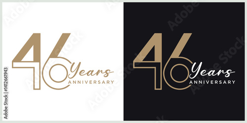 anniversary 46th logotype vector with brown and white color for special celebration day