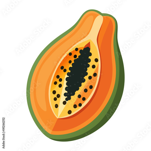 papaya fruit on white background