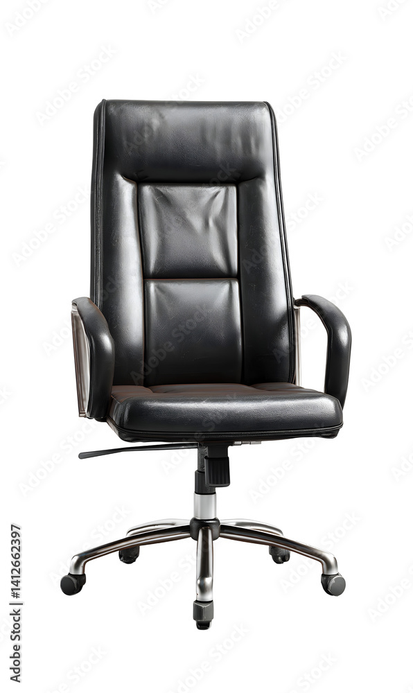 Elegant executive chair crafted in opulent black leather designed for ergonomic comfort at work Elegant executive chair crafted in opulent black leather designed for ergonomic comfort at work