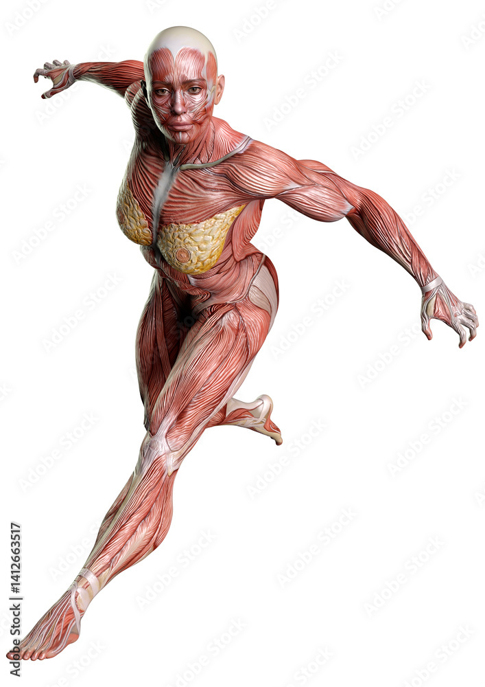 3D Rendering Female Anatomy Figure on White 3D Rendering Female Anatomy Figure on White