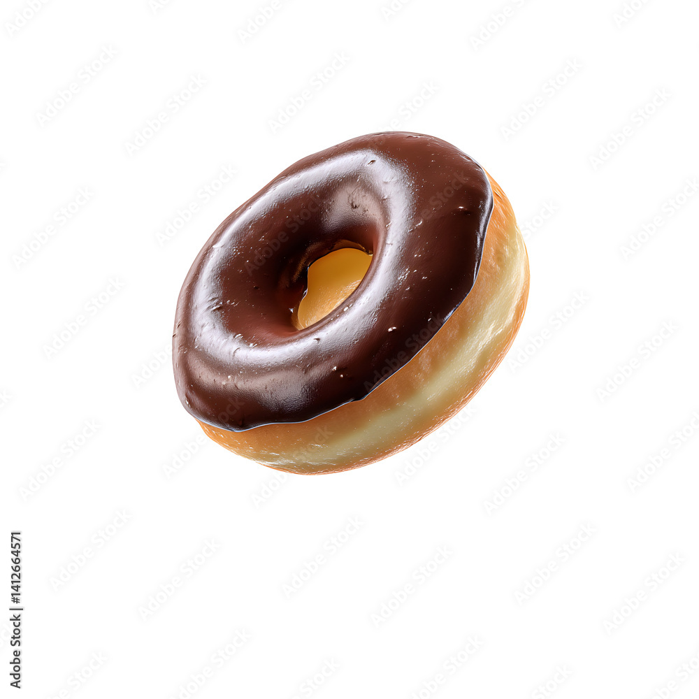 Isolated chocolate frosted doughnut against darkness conveying indulgence and simple pleasures of life Isolated chocolate frosted doughnut against darkness conveying indulgence and simple pleasures of life