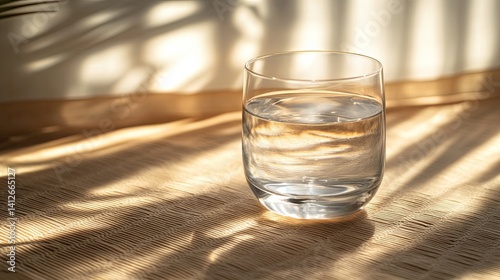 Wallpaper Mural Refreshing glass of water on wooden table Torontodigital.ca