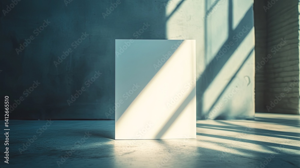 Minimalistic White Square Box on Concrete Floor Minimalistic White Square Box on Concrete Floor