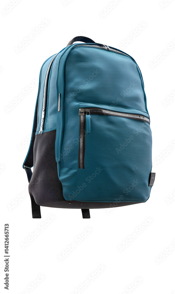 Fototapeta premium Stylish backpack design in teal with black accents, combining function and modern aesthetics