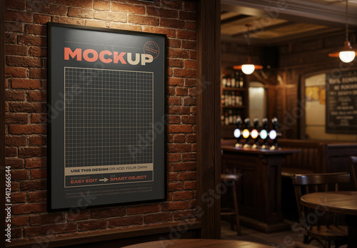 Poster Frame Mockup at the Pub